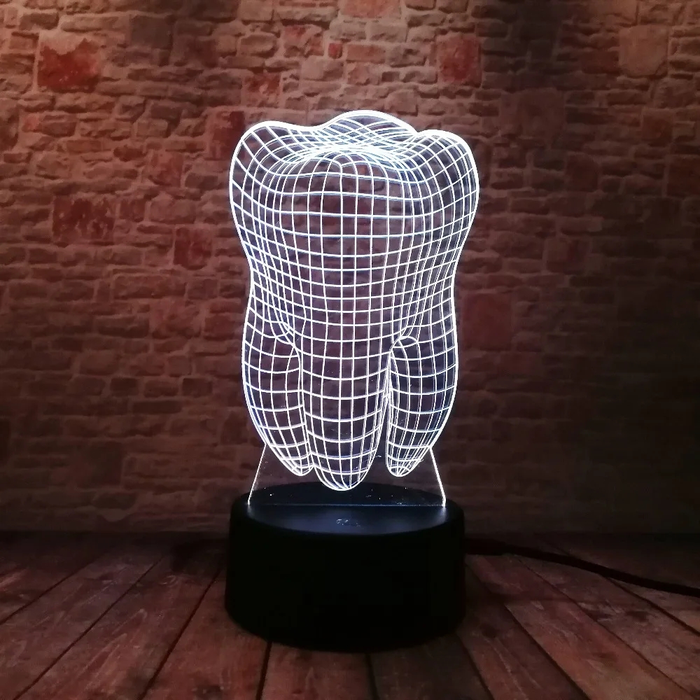 Новый Фантастический 3D светодиодный ночник с иллюзией зуба яркий детский для
