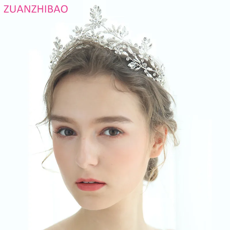 Изысканная Корона невесты диадема со стразами свадебное серебро барокко большой
