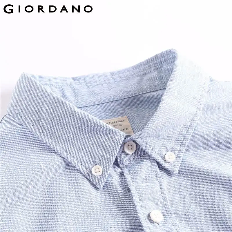 Giordano мужские рубашки с длинным рукавом однотонный хлопковый воротник хит продаж