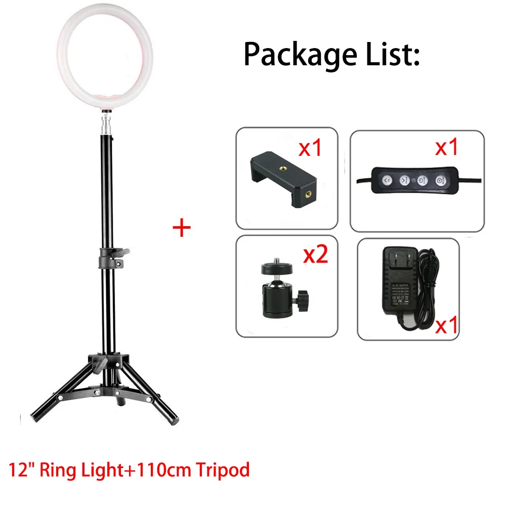 12 &quotDimmable светодиодный студийный фотоаппарат кольцо свет фото телефон видео
