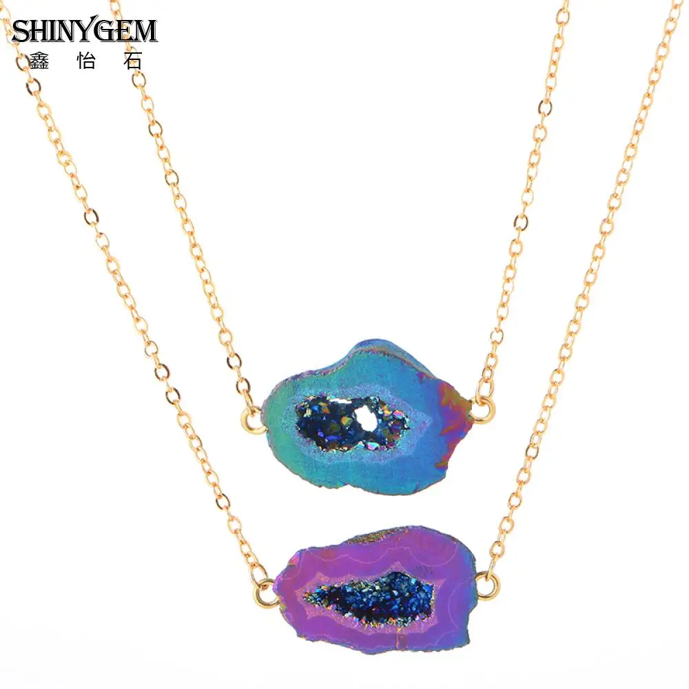 Ожерелье с подвеской SHINYGEM из натуральной друзы радужная чакра ожерелье