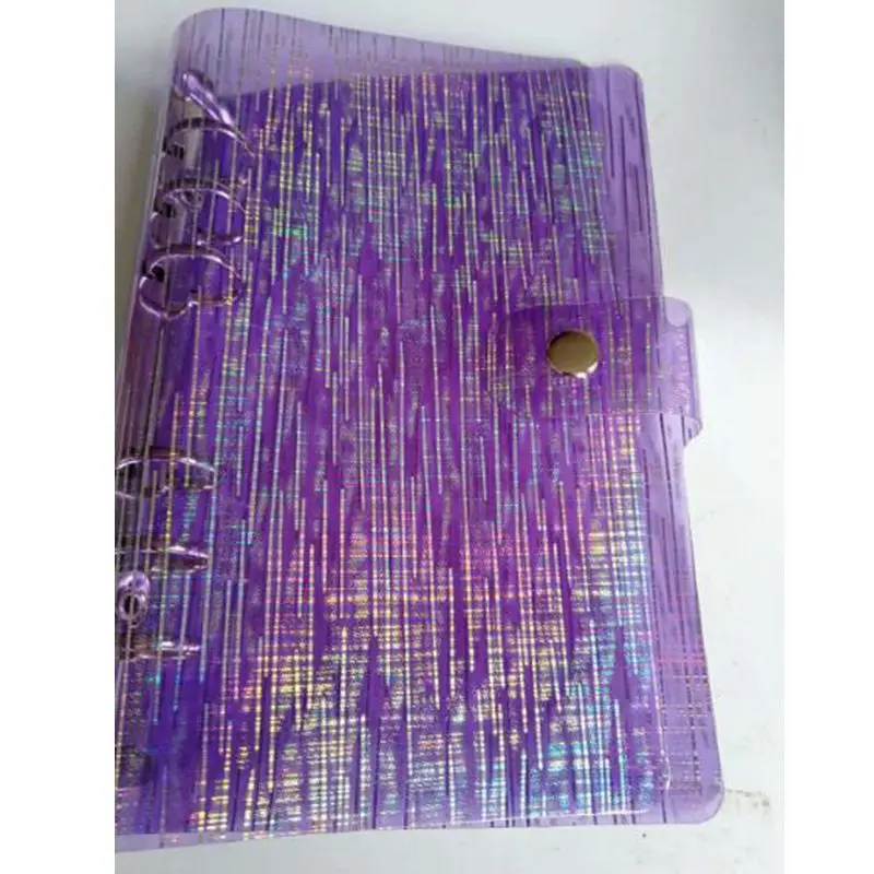 A6MeteorShowerPurple 1 шт. A5/A6/A7 Лазерная метеоритный дождь ПВХ крышка вкладыш цвет шесть колец папка для файлов с кнопкой TJM9068 - Цвет: A6MeteorShowerPurple