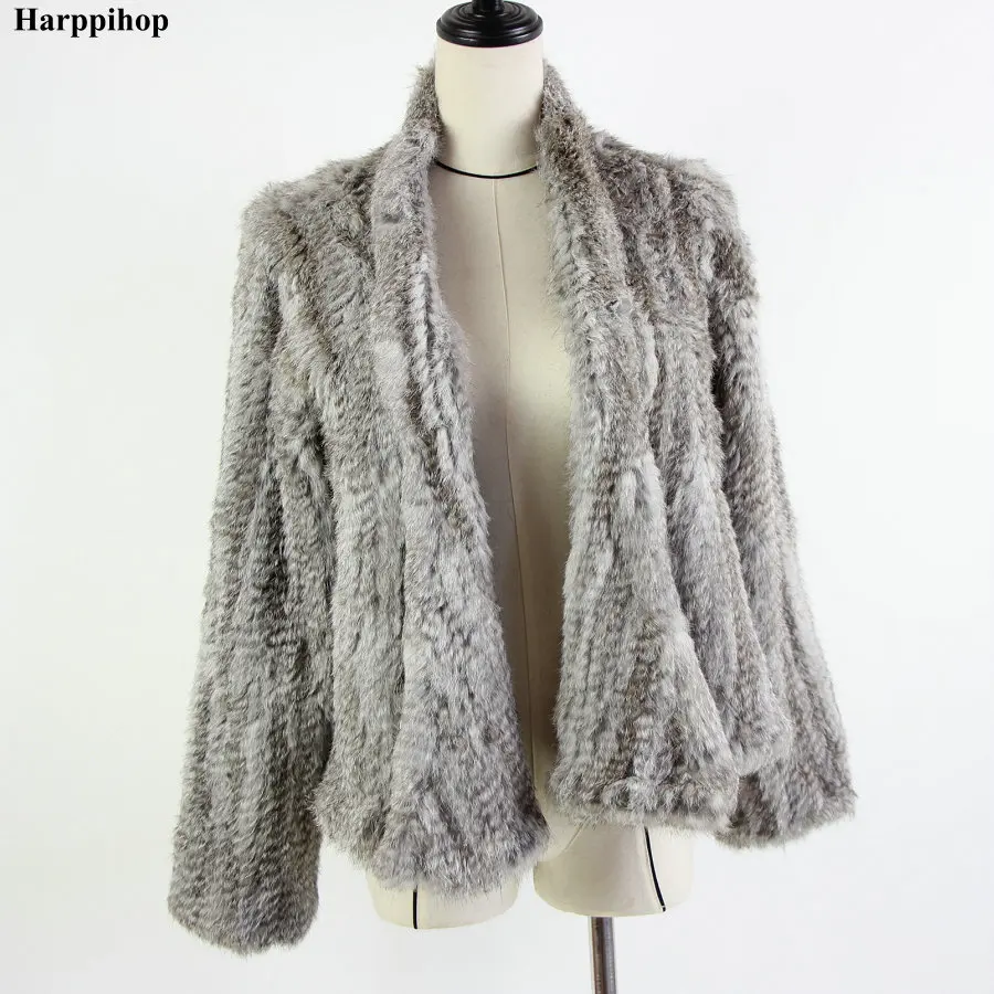

2021 Hot sale knitted rabbit fur jacket popuplar fashion fur jacket winter fur coat for women*harppihop