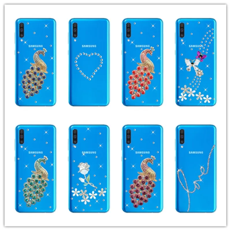 Блестящий чехол с бриллиантами для Samsung Galaxy A50 A30 A9 A7 2018 A8 A6 PLUS J8 J4 J6 S10 S9 S8 Прозрачный