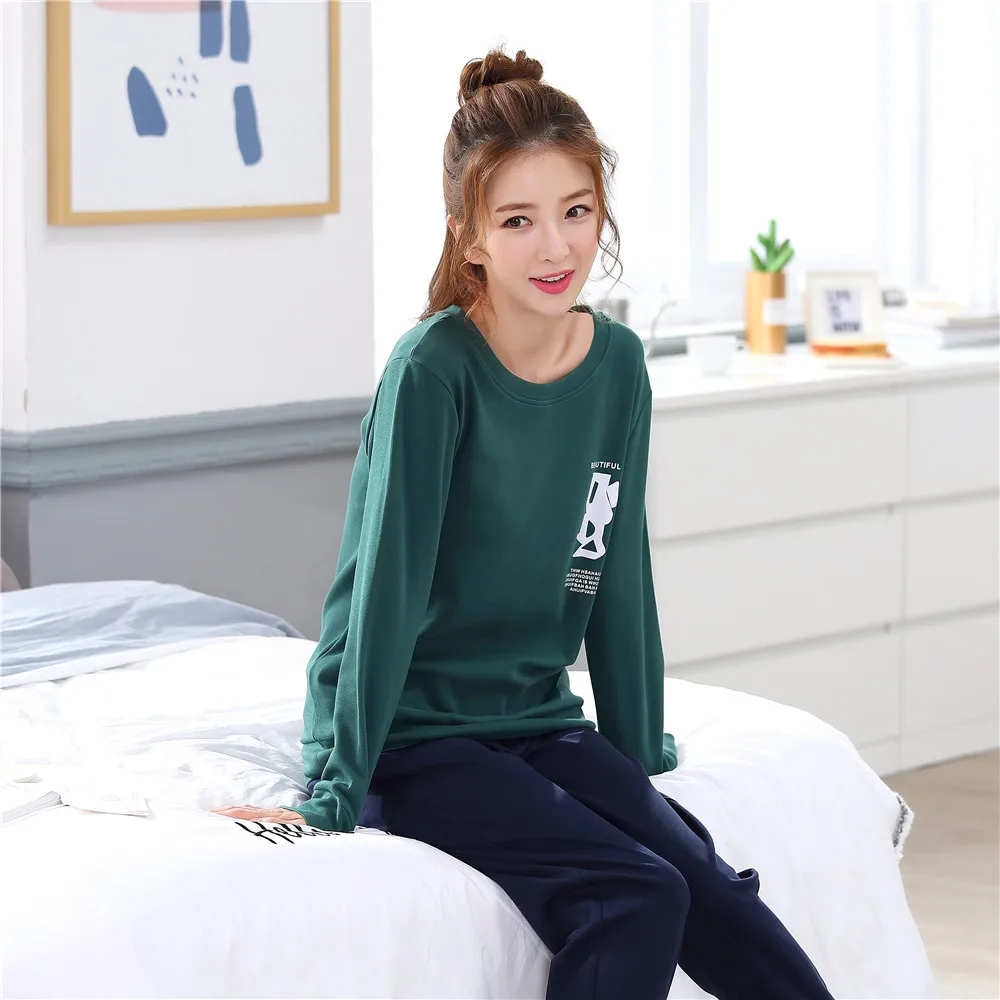Women's Pajama Set Winter Cotton Long Sleeve Nightwear Ladies Solid Sleepwear Leisure Outside Pajamas Suit Home Clothing M-XXL |