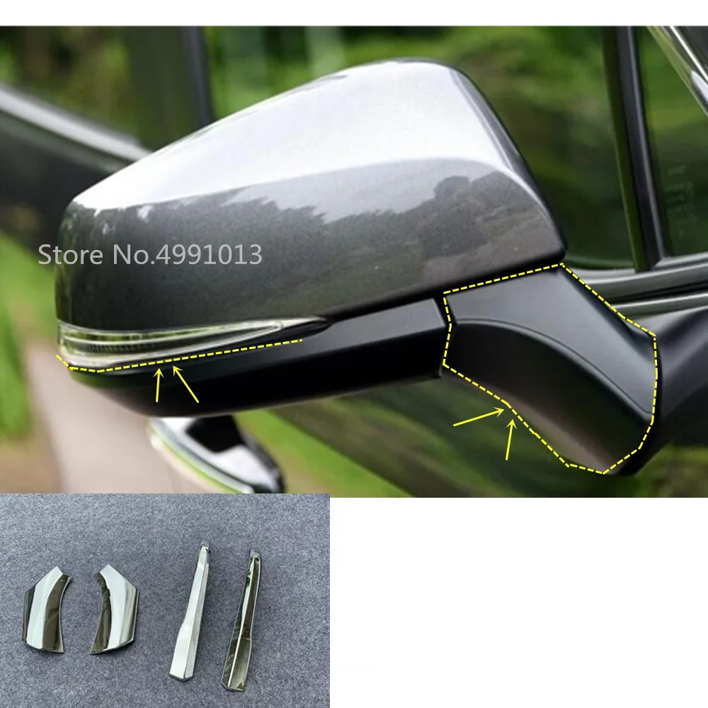 

For Toyota RAV4 2019 2020 2021 Car Rear Rearview Side Glass Mirror Trim Frame Rain Shield Shade ABS Chrome Eyebrow 4pcs