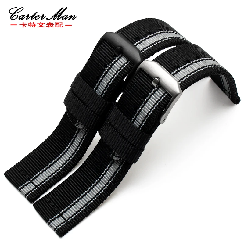 Новый высококачественный 22 мм черно белый холщовый ремешок для часов NATO