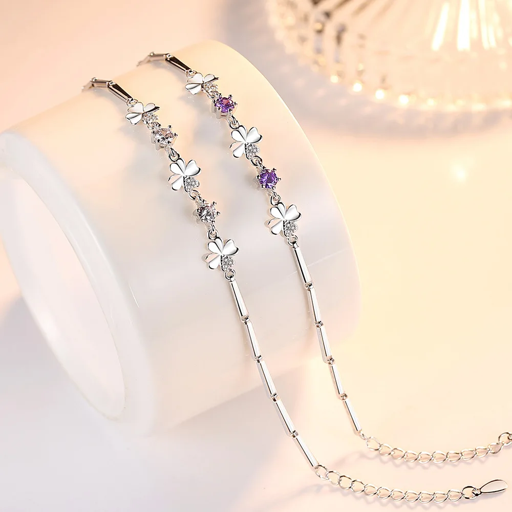 Браслет женский с вращающимся цветком и клевером | Украшения аксессуары