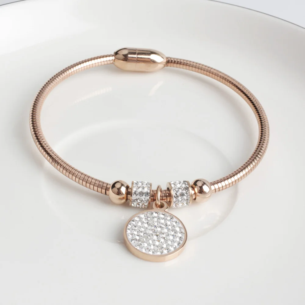 FINE4U B112 Love Snake Chain Bracelet &amp Bangle 316L Stainless Steel Charm Bracelets 2019 Fashion Magnet Clasps | Украшения и