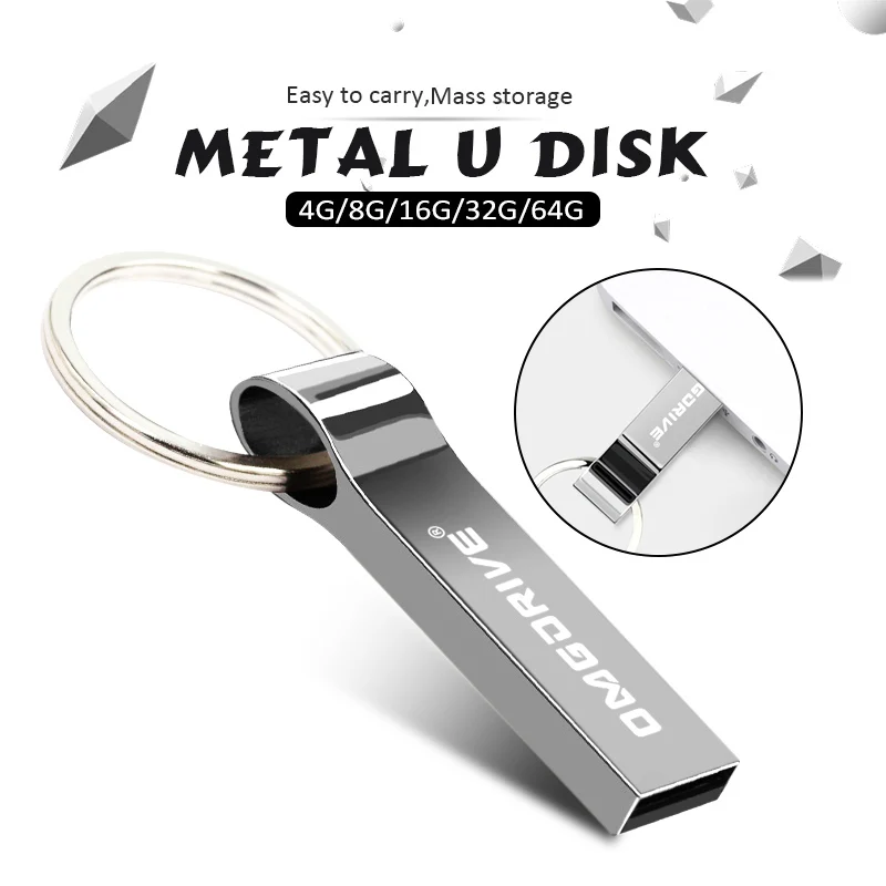 Кольцо для ключей Pen Drive 16 ГБ 8 4 металл нержавеющая сталь Flash 32 64 USB 2 0 флешки Memory Stick