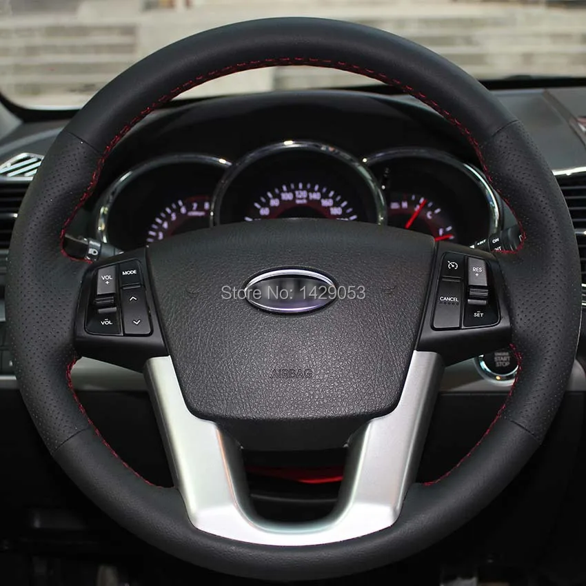 Чехол на руль для KIA Sorento 2013, чехлы, сделай сам, натуральная кожа, швейные автомобильные чехлы на руль, автомобильный стиль, противоскользящие