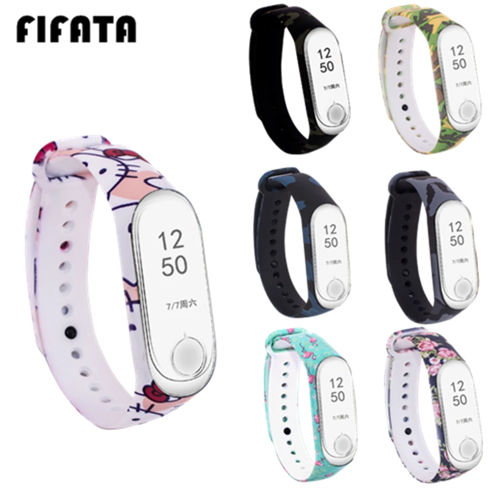 FIFATA для Xiaomi Mi Band 4 камуфляжная Замена для силиконового ремешка браслет на запястье умные аксессуары для Xiaomi Mi Band 3