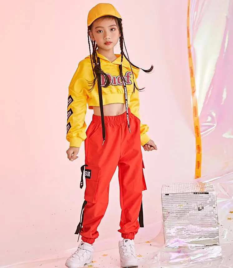 Two piece Костюм для джазовых танцев Детский костюм для уличных танцев свободная Одежда для танцев в стиле хип-хоп для девочек костюмы с длинным рукавом в Корейском стиле - Цвет: Two piece