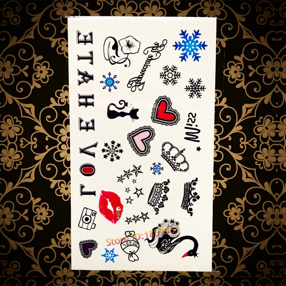 Водонепроницаемый Временные татуировки Наклейки c Книги по искусству Ун черная