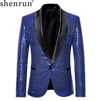 shenrun men sequin jackets paillette blazers fashion suit jacket nightclub party prom tuxedo music singer drummer stage costumes