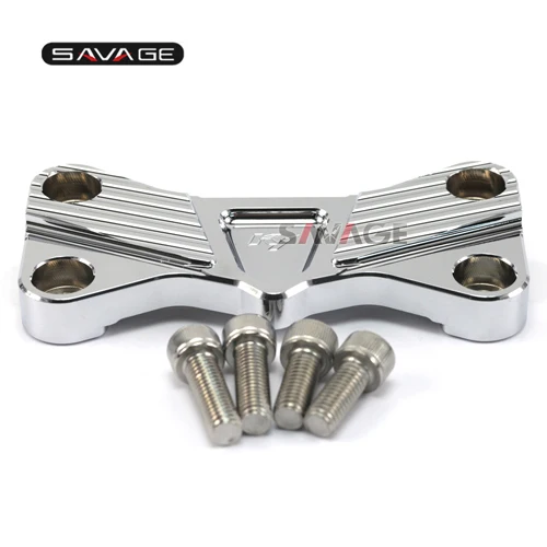 chrome Для YAMAHA FZ-1N FZ-1 FZ1 Fazer 2006- Мотоцикл с ЧПУ алюминиевый руль ручка бар Топ зажим крышка - Цвет: chrome