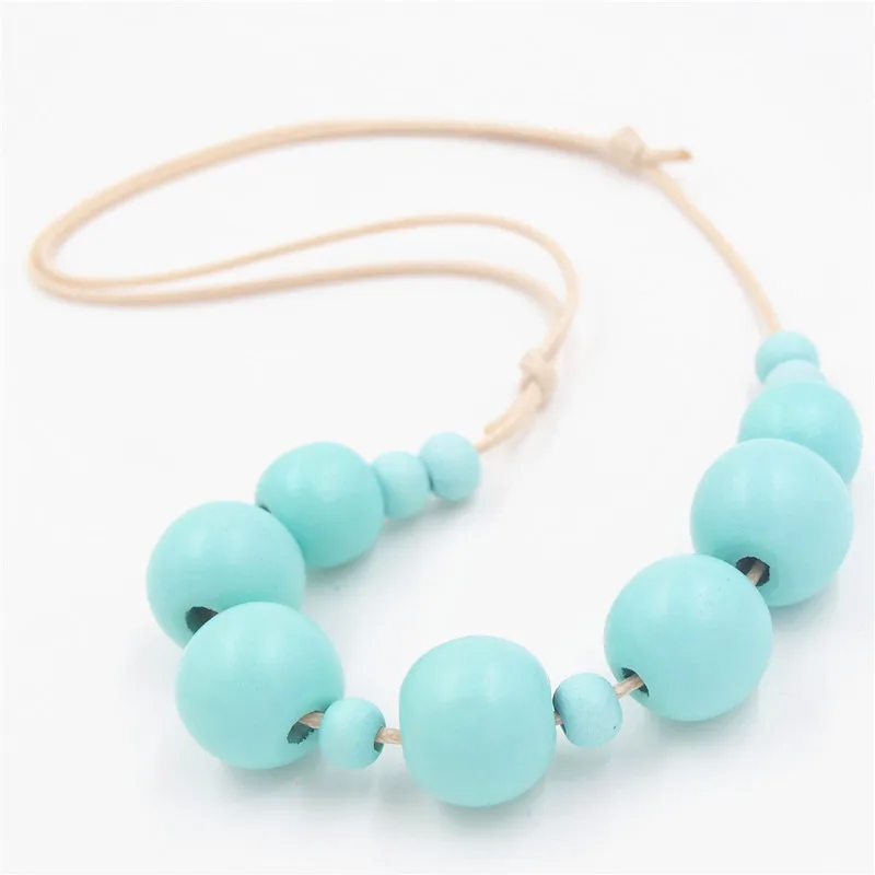 1 шт. яркие деревянные бусины массивное ожерелье ручная роспись чокер деревянный