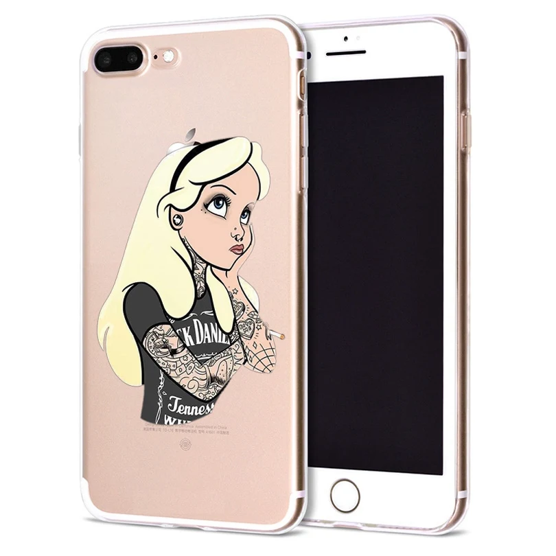 Funda For Apple iPhone 6 6S 7 Plus X 10 Cute Tatto Alice Soft TPU Cover for Case Original Coque 8 B310 |