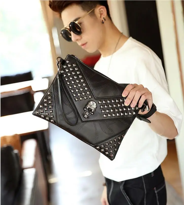 Новинка Винтажный Мужской клатч черная кожаная сумка конверт деловая маленькая