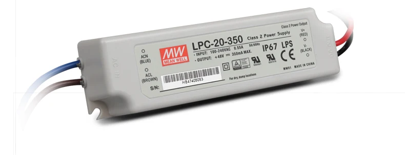 Mean Well LPC-20-350 20W 9~48V 0.35A LED Waterproof Driver Single Output Switching Power Supply | Лампы и освещение