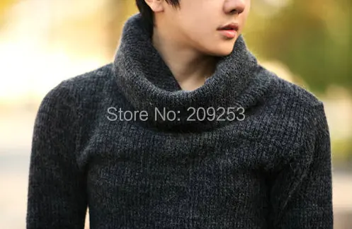 New 2014 Casual men's Black Pullovers Turtleneck sweater long sleeve knitwear Thick knitted | Мужская одежда
