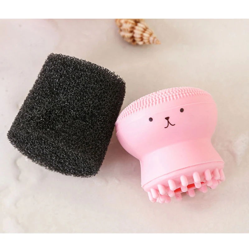 Силиконовая Очищающая щетка для лица маленькая в форме осьминога мытья