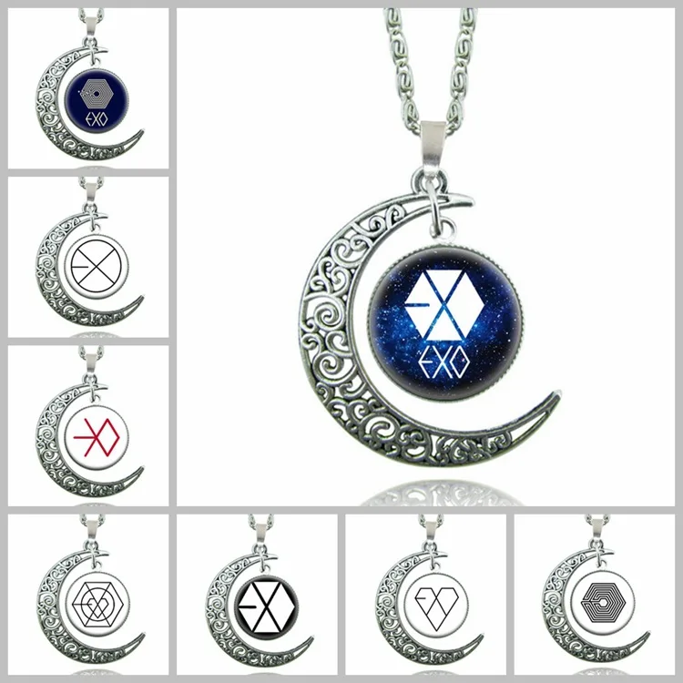 EXO полые резные Луна мульти старинная каменная подвеска ожерелье свитер цепь
