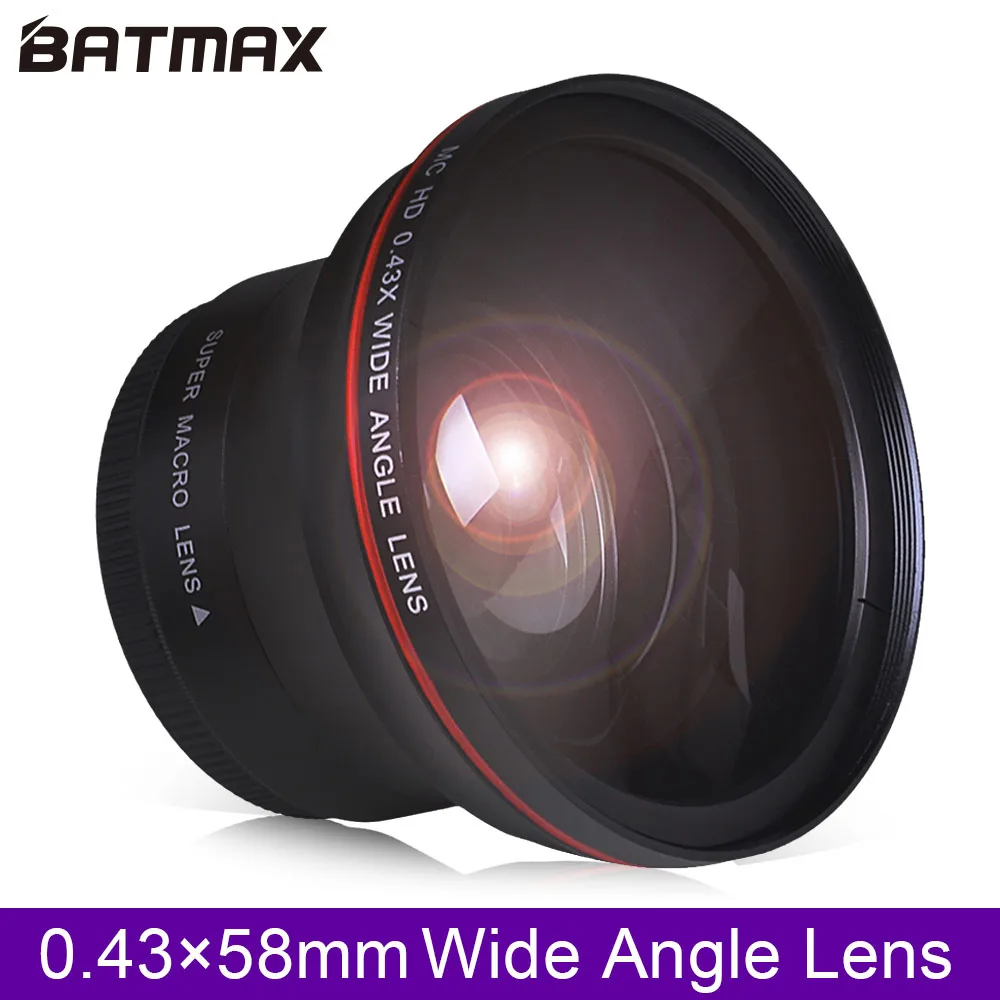 58 мм 0.43x Batmax профессиональный HD широкоугольный объектив (w/Macro part) для Canon EOS Rebel 77D T7i