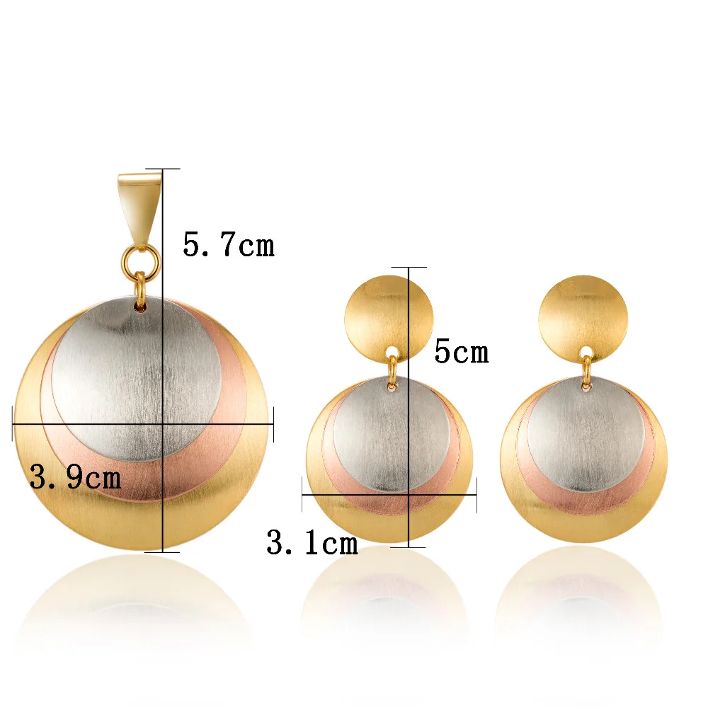 MUKUN Модные женские итальянские Дубаи три серьги с несколькими тонами золотого