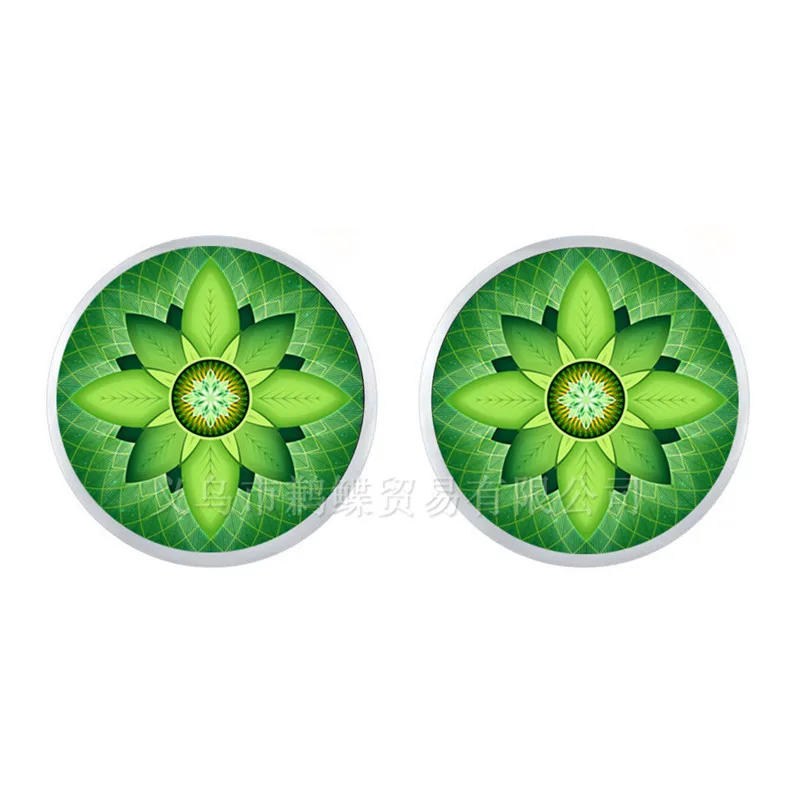 Серьги в виде цветка жизни тибетская Мандала Ом для женщин серый ювелирные