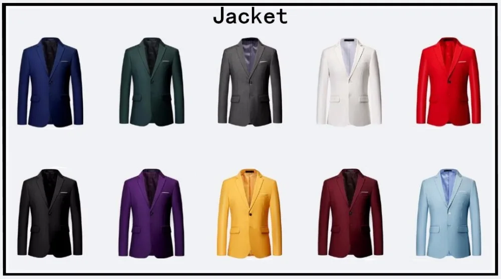 Jacket+ Pant New Men Business Slim Suits Sets Solid Color Wedding Office Dress Two-piece Suit Blazers Coat Trousers Waistcoat