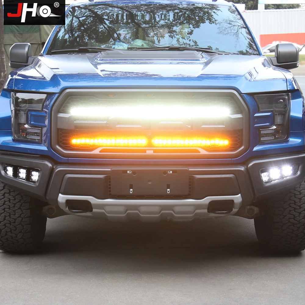 JHO 40 дюймов передние светодиоды на решетку свет набор палок для Ford F-150 Raptor пикап Стайлинг Аксессуары Белый/янтарный
