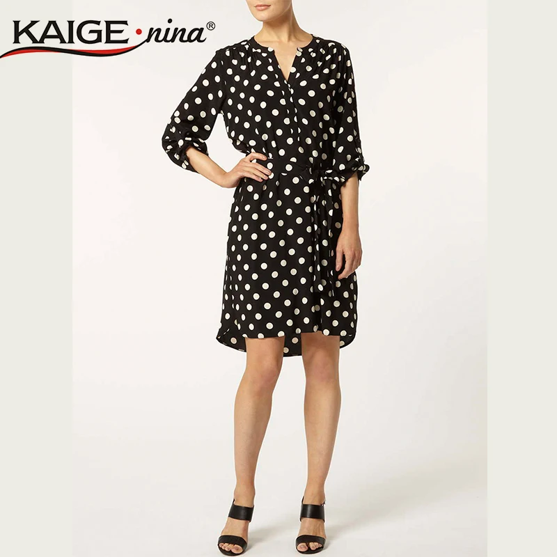 Kaige. Nina Новинка Женская одежда Платья повседневные платья в горошек без рукавов с