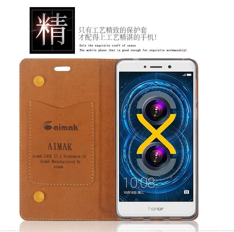Роскошный чехол из натуральной кожи для Huawei Honor 6X aimak, искусственный кошелек с присоской и отделением для карт, чехол для Huawei Honor 6X