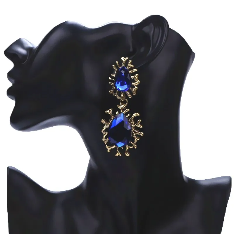 Большие красные черные синие серьги-капли в стиле панк винтажные геометрические