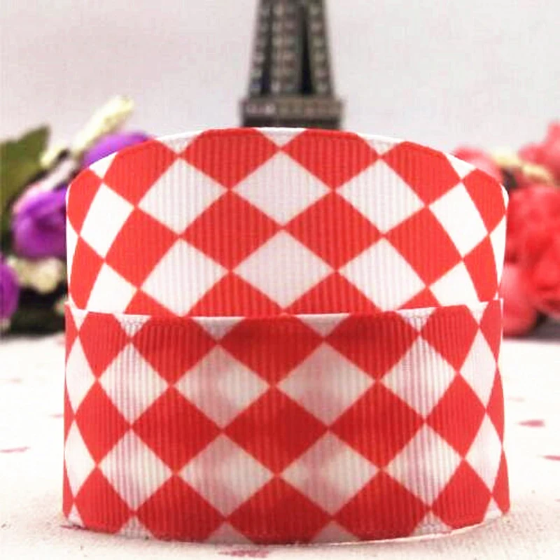 25 мм Алмазная решетка красные и белые квадраты мультяшная лента корсажные ленты