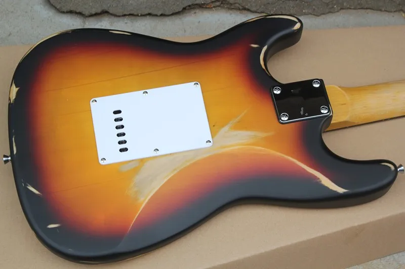 Табак Sunburst Ретро тело электрогитара со звукосниматели sss, светло-зеленый Pickguard, палисандр гриф, предложение по индивидуальному заказу