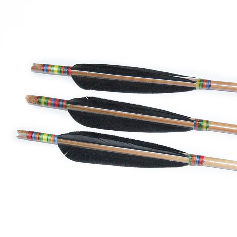 Фото YINOW лук стрельба из лука Охота Черный Турция перо бамбуковые стрелы охотничья