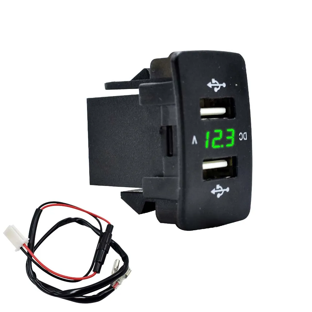 Green light DC 12-24 в двойной USB порт автомобильное зарядное устройство прикуриватель адаптер питания с светодиодный цифровой вольтметр метр монитор для Honda - Название цвета: Green light