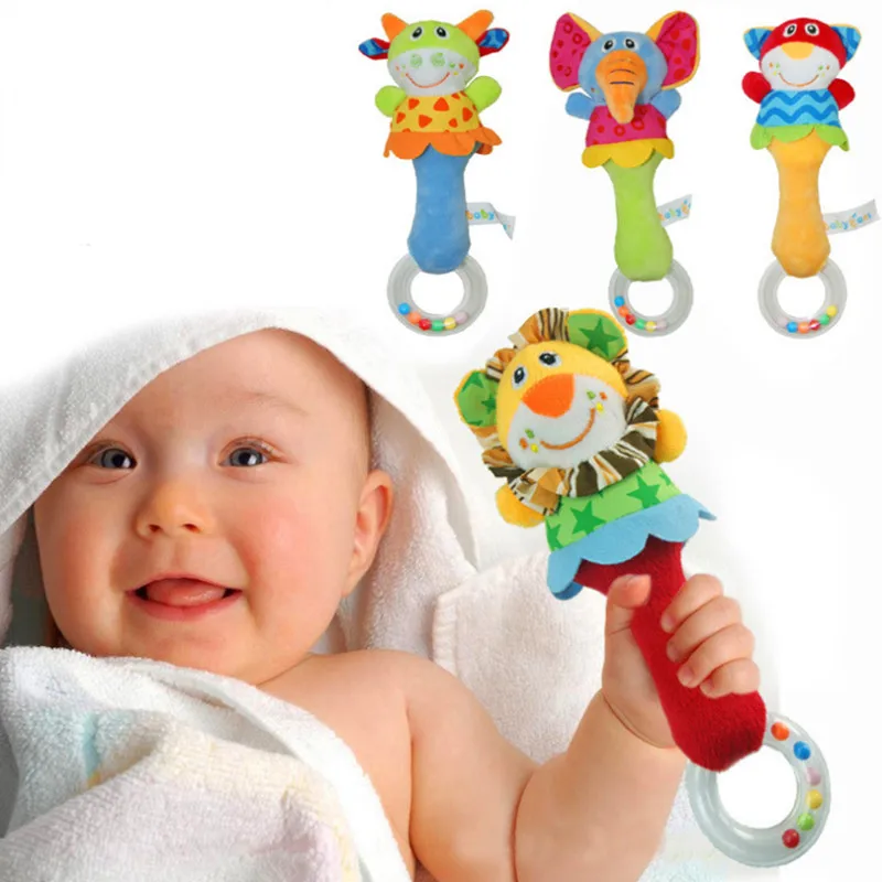 

Newborn Baby Rattle Toys For 0-12 months Baby Lovely Soft Plush Animal Handbell Rattles Toy Teether Developmental Infant Toys