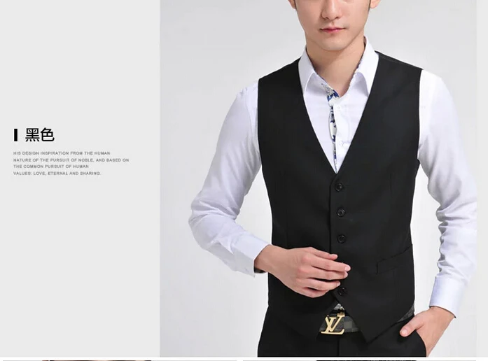 2017 новое поступление мужской костюм пальто тонкий тип черный двубортный жилет