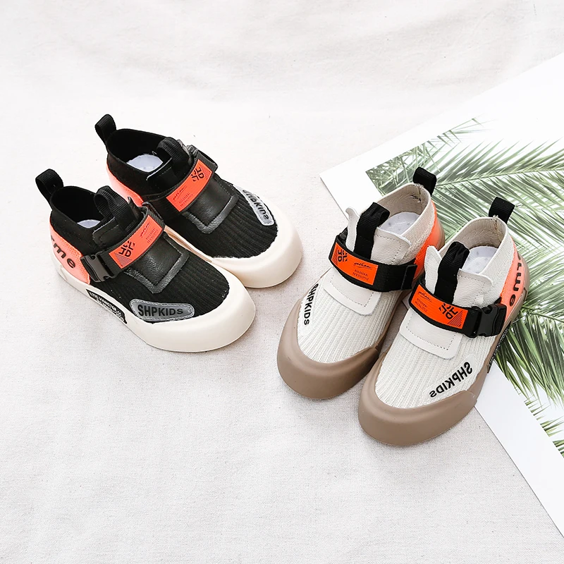 Bakkotie 2019 Kids Autumn High Sock Shoes New Boys Fashion Soft Casual Sports Baby Girls Breathable Slip On Black Sneakers | Детская