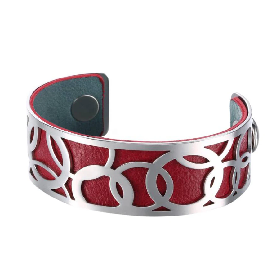 Женский Браслет манжета из нержавеющей стали со сменными вставками|Браслеты| |