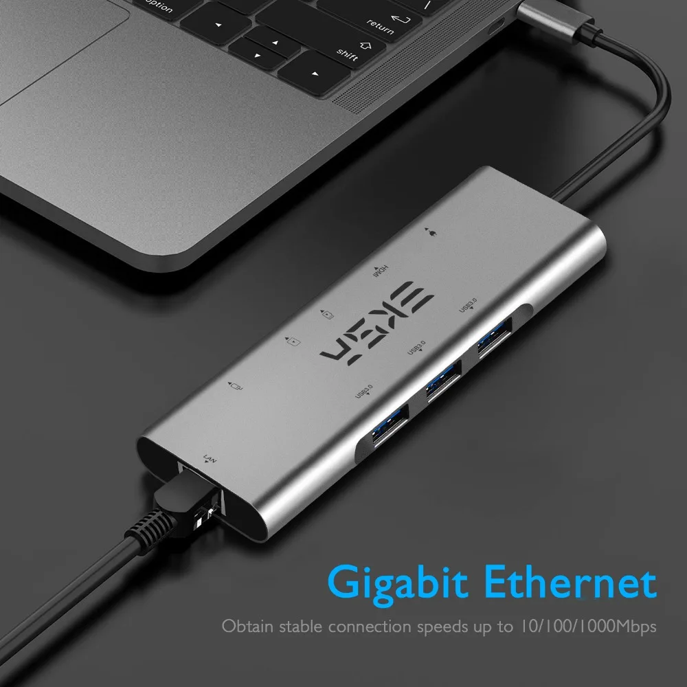 EKSA 9 в 1 SB-C концентратор Тип C DMI RJ45 USB3.0 USB2.0 PD для MacBook samsung Galaxy S10 huawei mate 20 P20 Pro type USB