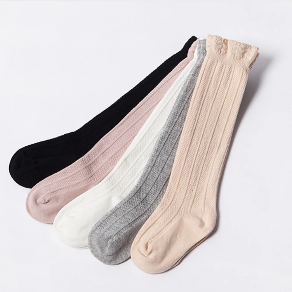 2019 Хлопковые гольфы для новорожденных девочек длинные однотонные гетры