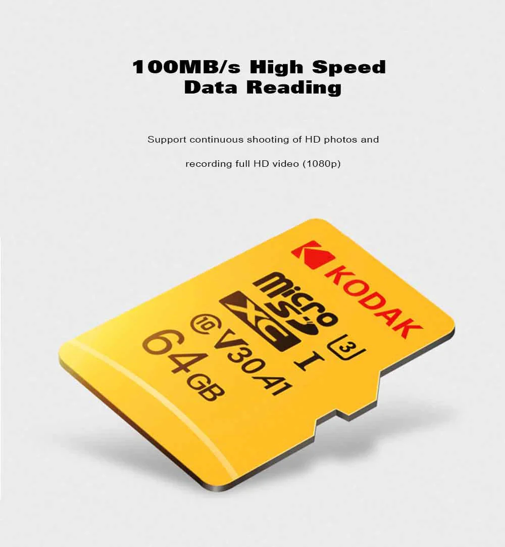 Карта флэш-памяти KODAK Micro SD 128 ГБ 256 ГБ 512 ГБ 32 ГБ 64 Гб U1 tf-карта 4K Class 10 tarjeta Micro SD карта U3 UHS-I 16 Гб microsd