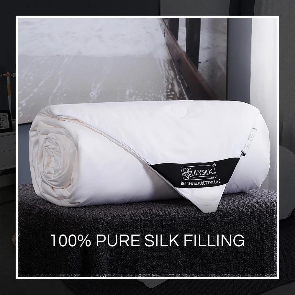 LilySilk пуховое одеяло шелк все сезон покрытый хлопком чистый 100 натуральный
