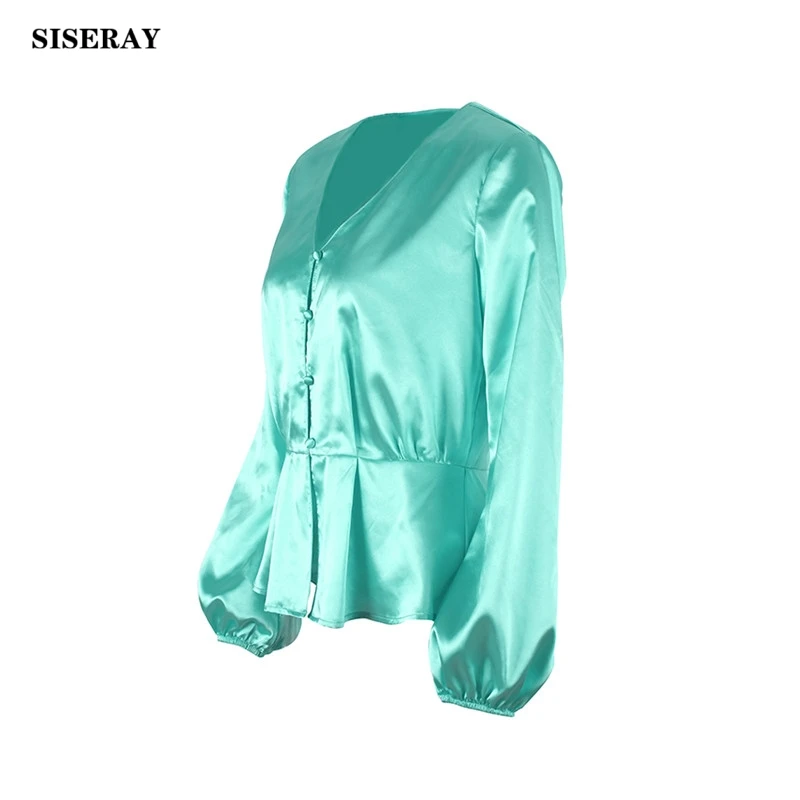 Европейский сексуальный глубокий v-образный вырез шелковые блузки и рубашки