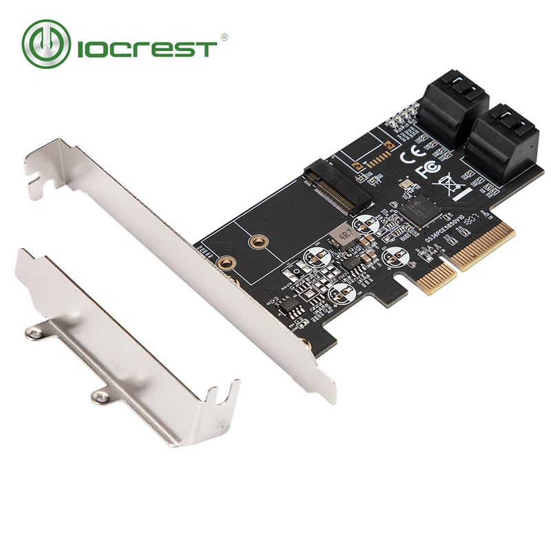 Внутренний 4-портовый интерфейс IOCREST без Raid SATA III 6 ГБ/сек. с M.2 B-Key 22x42 Pci-E X4 Карта
