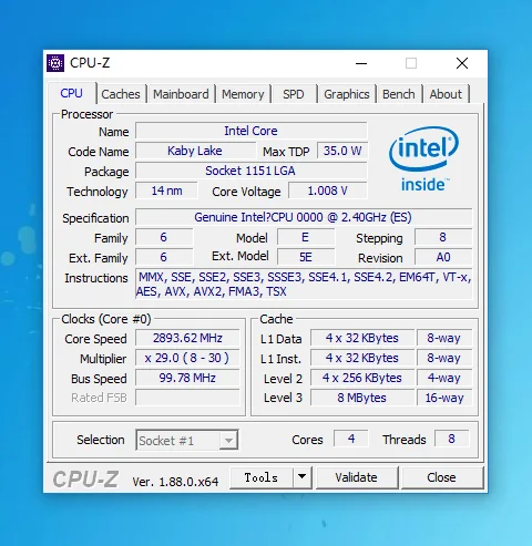 Intel Core i7-7700T ES i7 7700T ES QKYL 2,4 GHz четырехъядерный Восьмиядерный процессор 8M 35W LGA 1151